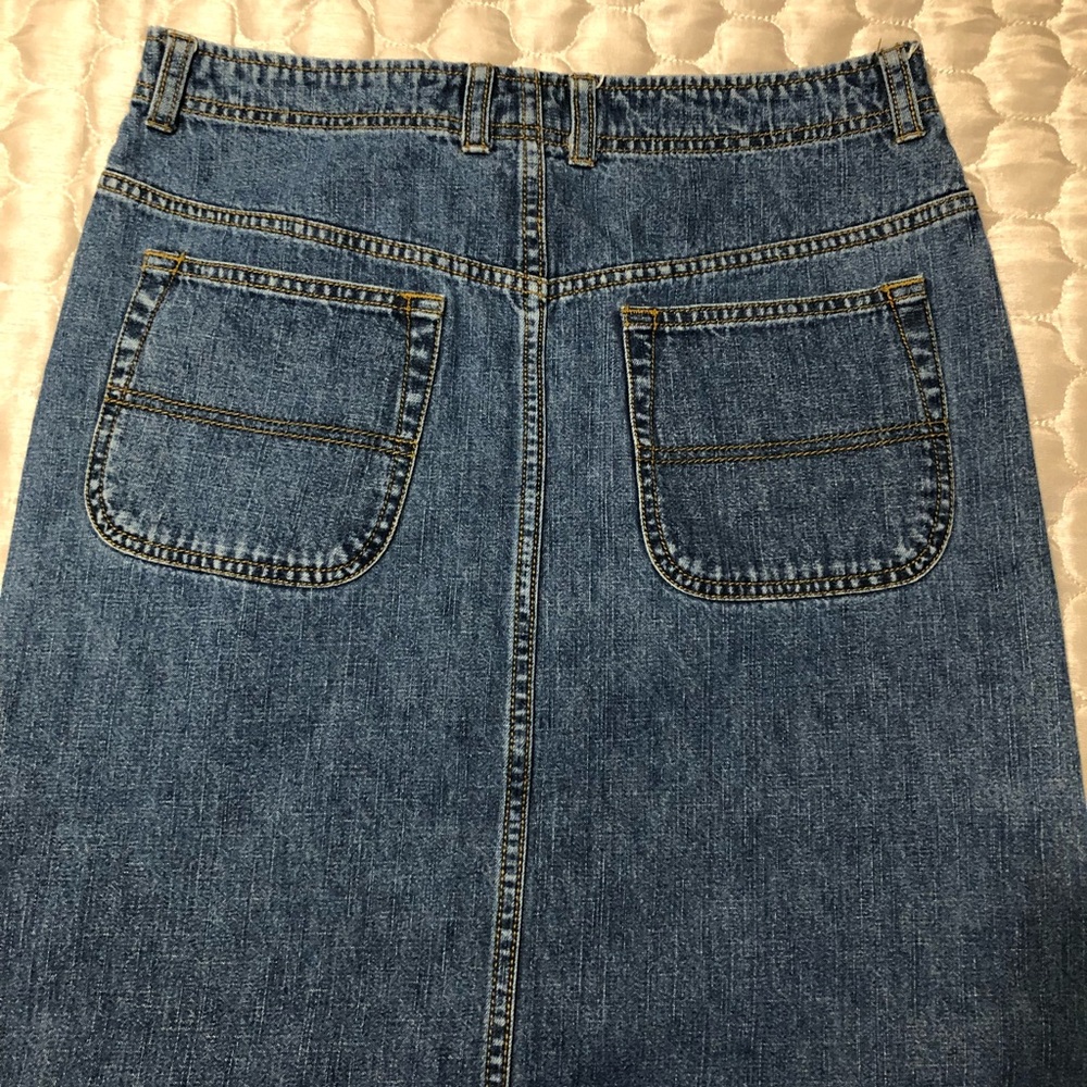 Arizona Jean Co Denim Midi Skirt Size 5 | Vintage Wash Side Slit Jean Skirt - Picture 2 of 11